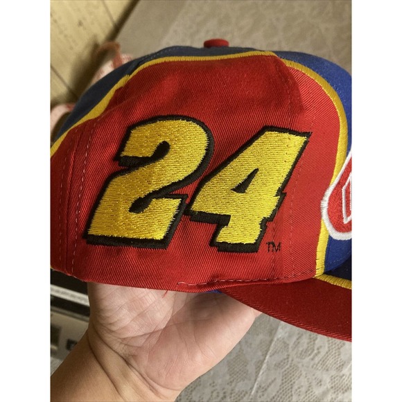 Vtg 90s Jeff Gordon #24 DuPont Refinish Racing Snapback Hat Rainbow - Picture 5 of 8